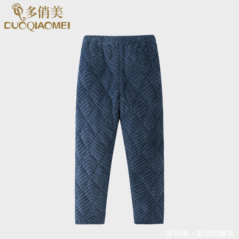 冬季男士睡裤加绒加厚三层夹棉棉裤珊瑚绒裤子法兰绒男长裤家居裤