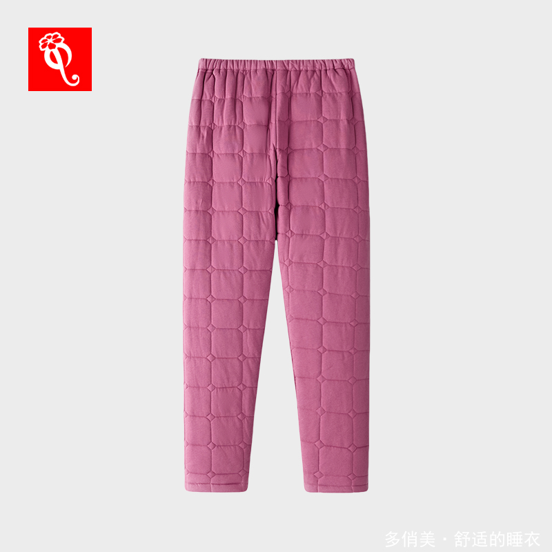 纯棉夹棉睡裤女单条裤子秋冬款