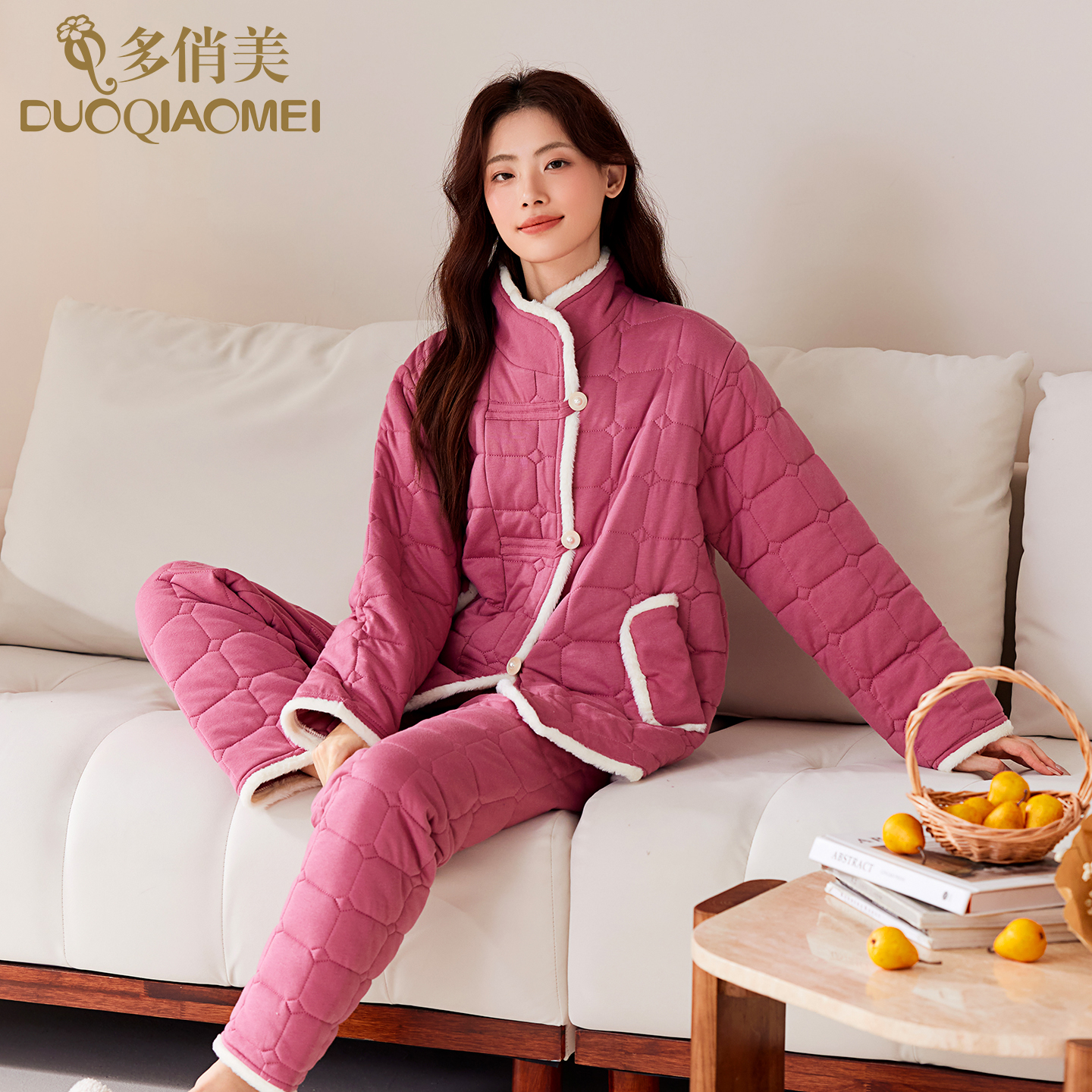 舒适睡衣保暖纯棉新款秋冬厚夹层