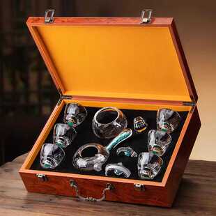 水晶切面绿松石玻璃茶套装2024新款轻奢家用水晶茶杯茶具礼盒套装