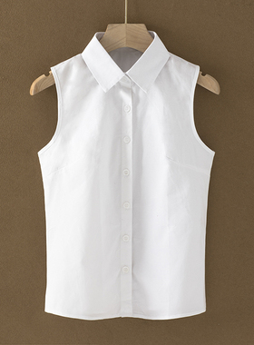 2025雪纺衫无袖衬衫春夏韩版女款百搭打底职业衬衣背心新款假领子