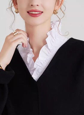 白色假领子女秋冬季衬衫假领