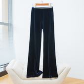 金丝绒阔腿裤 女高腰显瘦拖地 微喇丝绒裤 女垂坠感长裤 2022春秋新款