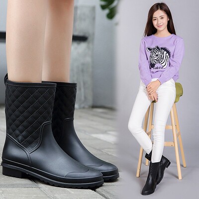 中筒日系时尚防水防滑女雨靴雨鞋