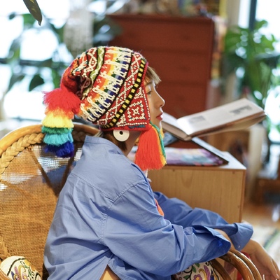 秘鲁马丘比丘手工毛线串珠彩虹帽