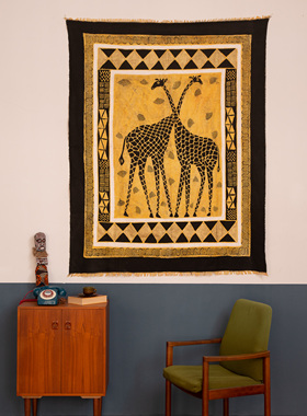 Barkcloth野性非洲传统部落蜡染手织树皮挂布大号方形