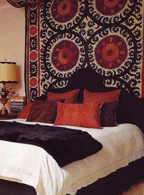 【黑红合辑】珍品Suzani 波西米亚经典中亚阿富汗古董刺绣挂毯床