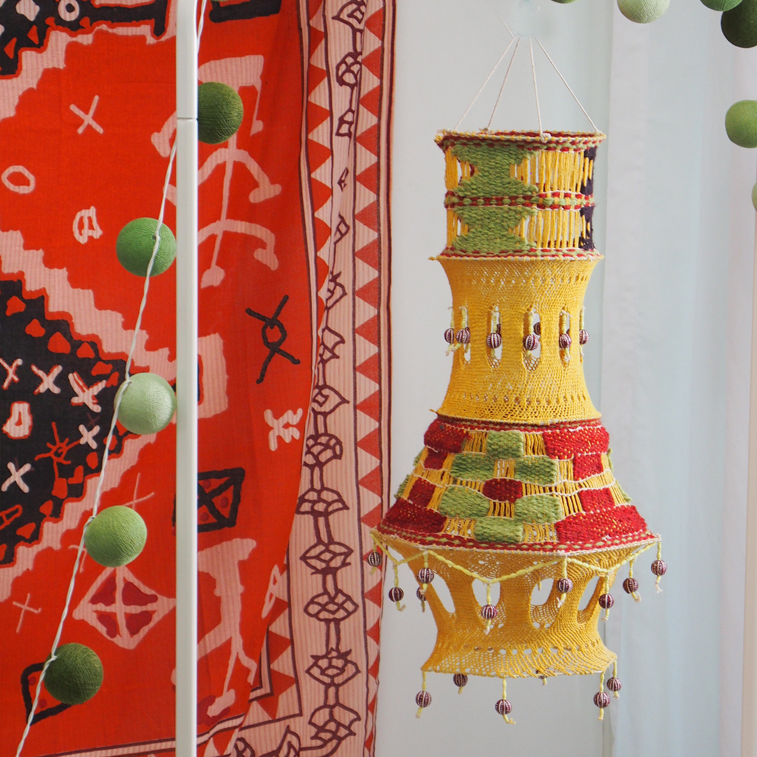 Woven Lampshade 泰国进口手工波西米亚编织彩线灯罩吊饰民宿