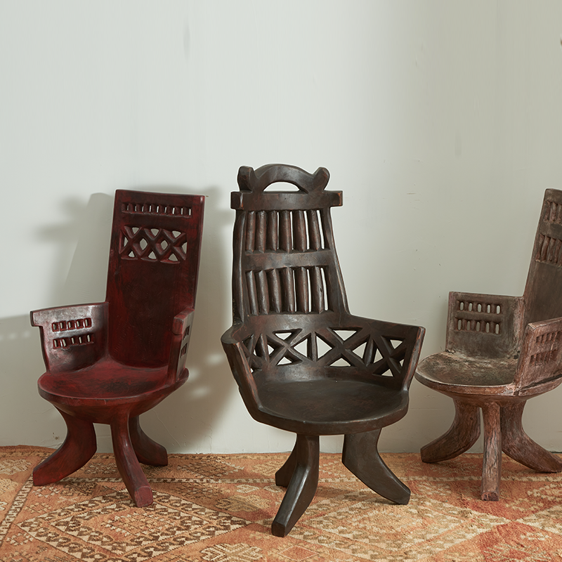 非洲jimma部落整木椅带扶手 埃塞进口靠背椅整木挖空古董侘寂赤贫