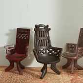 非洲JIMMA部落整木椅带扶手 埃塞进口靠背椅整木挖空古董侘寂赤贫