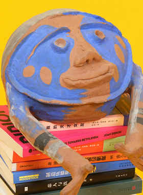 巴新手工泥塑部落蓝娃娃鼓鼓 PentFair阁楼巴布新几内亚丛林摆件