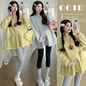 休闲上衣秋装 孕妇装 简约衣服秋 加绒保暖长袖 卫衣宽松大码 冬装 时尚