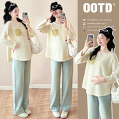 春装 孕妇T恤春季 时尚 上衣2026新款 怀孕卫衣春 拼色口袋长袖 孕妇装