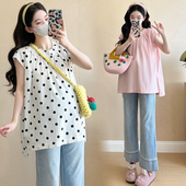 百搭开叉短袖 时尚 上衣2026新款 孕妇衬衫 怀孕衣服夏 孕妇装 夏季 夏装