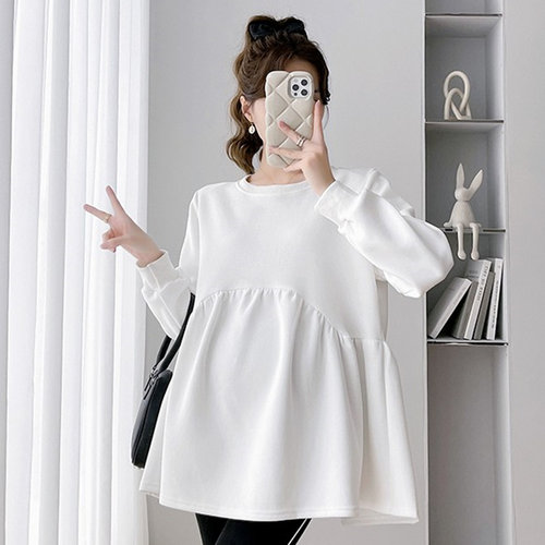 孕妇装秋装时尚简约长袖娃娃衫秋