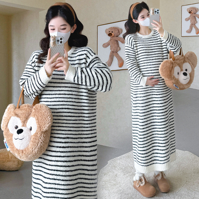 孕妇装秋冬装加厚保暖长袖连衣裙