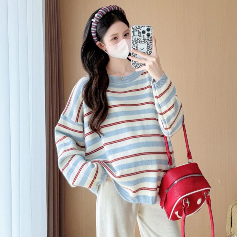 孕妇装秋冬装长袖条纹针织衫毛衣宽松休闲上衣冬装保暖打底衫衣服,孕妇装/孕产妇用品/营养,毛衣,淘宝优惠券,粉丝福利购,淘宝优惠卷