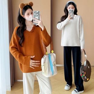 秋冬装 保暖打底衫 长袖 套头毛衣简约百搭上衣冬装 衣服 针织衫 孕妇装