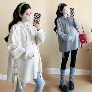 连帽卫衣宽松大码 孕妇装 设计感长袖 时尚 休闲上衣小个子连衣裙 秋装