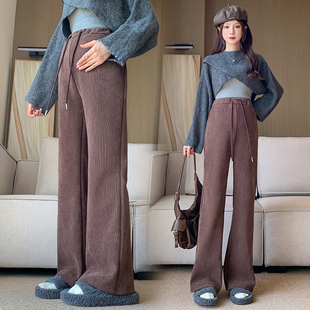 孕妇裤子秋季外穿灯芯绒喇叭裤冬季加绒保暖休闲裤秋冬怀孕长裤冬