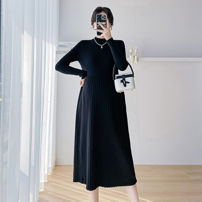 孕妇装秋冬装韩版长袖针织连衣裙