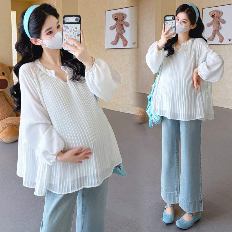 孕妇装春装小清新长袖百褶雪纺上衣宽松大码百搭娃娃衫春季衣服春,孕妇装/孕产妇用品/营养,衬衫/雪纺衫,淘宝优惠券,粉丝福利购,淘宝优惠卷