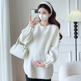 针织衫 长袖 套头毛衣时尚 简约百搭上衣冬装 衣服 孕妇装 打底衫 秋冬装