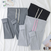 子春装 弹力修身 小脚裤 孕妇打底裤 百搭纯色长裤 抽绳托腹裤 时尚 春季