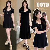 夏装 休闲显瘦裙子小黑裙夏季 新品 连衣裙时尚 孕妇裙 拼色短袖 孕妇装