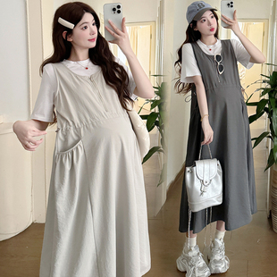 孕妇装夏装短袖上衣夏季背心裙宽松显瘦孕妇套装连衣裙两件套裙子
