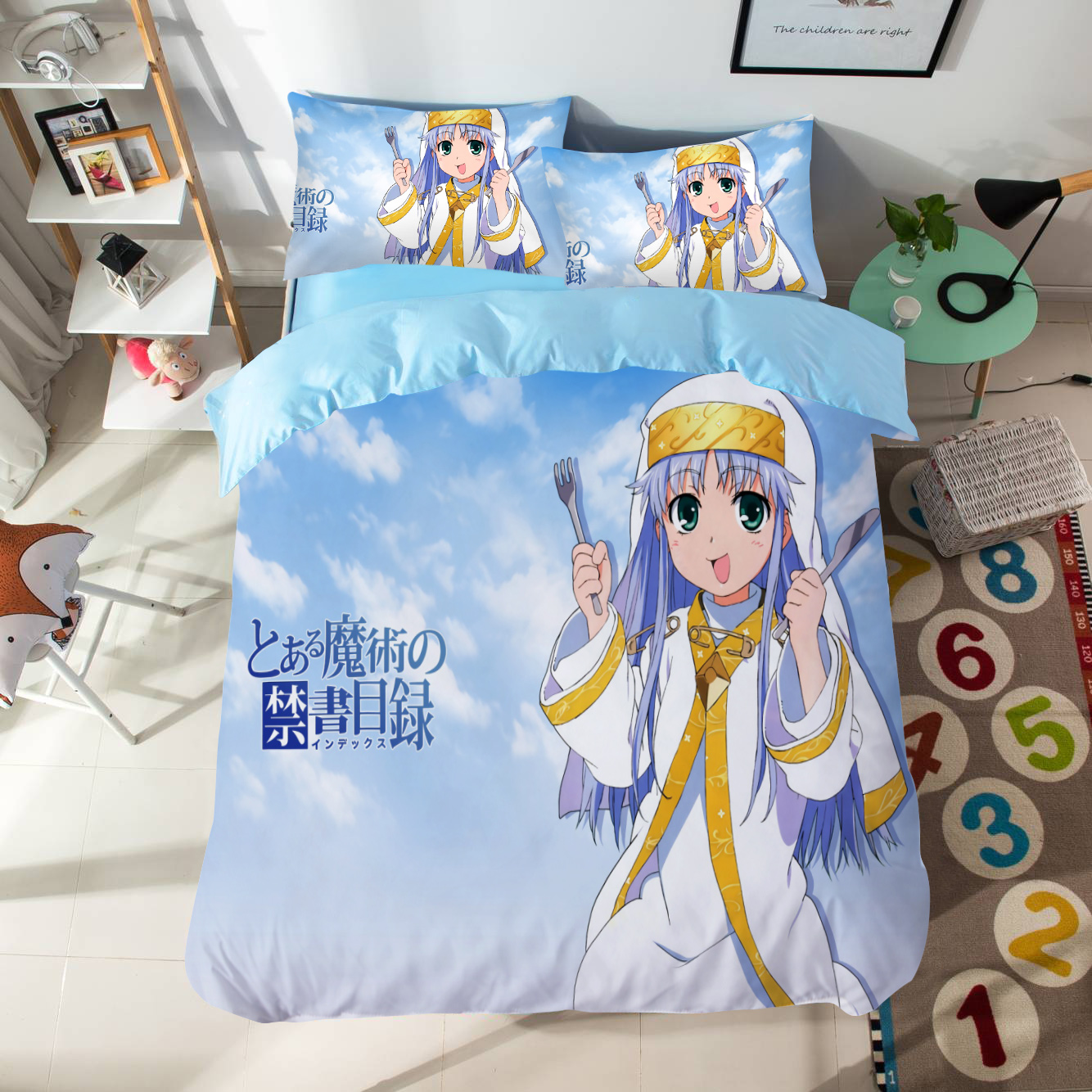 做二次元少女魔法禁书目录宿舍单人1米三件套卡通动漫双人四件套