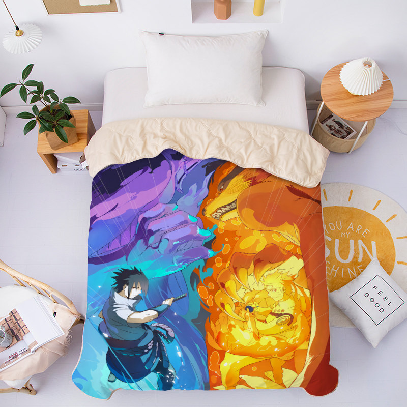 定制火影忍者夏凉被鸣人夏季空调薄被子佐助学生儿童春秋被可机洗