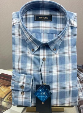 吊牌980雅戈尔长袖绒面羊毛保暖衬衫男休闲格子秋冬VLRM139741HKA