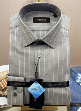 雅戈尔专柜1580冬季休闲百搭长袖衬衫男可机洗50%绵羊毛129739WBA