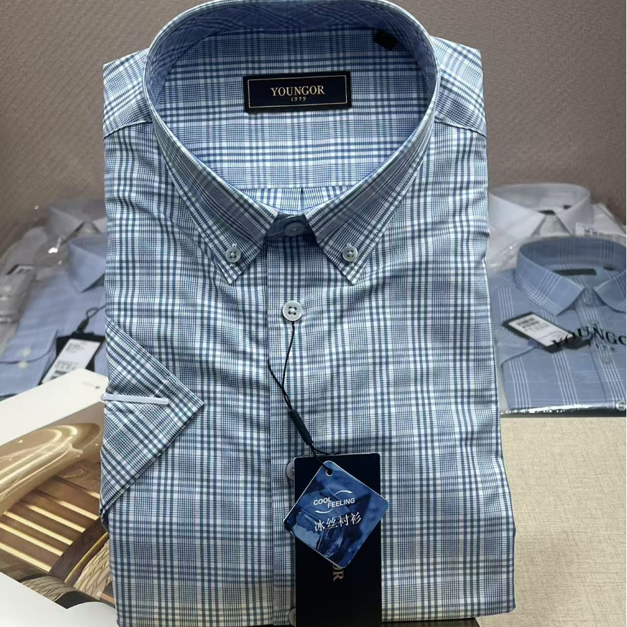 雅戈尔男士冰凉夏季免烫短袖衬衫