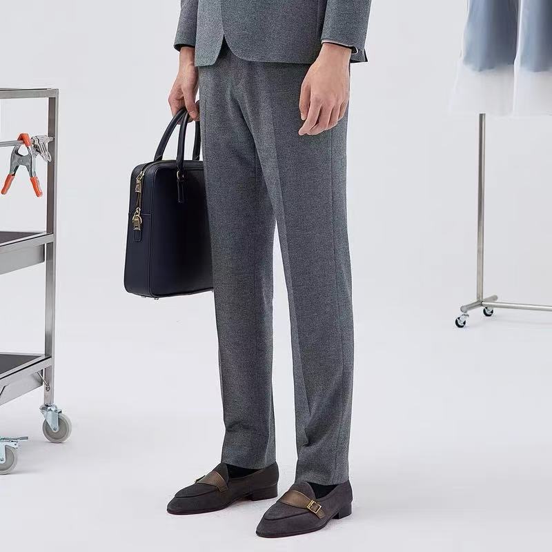 雅戈尔冬季灰色羊毛商务正装西裤