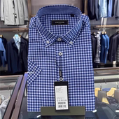 衬衫 雅戈尔男士 短袖 棉氨微弹力格子免烫商务休闲衬衣170518FKA
