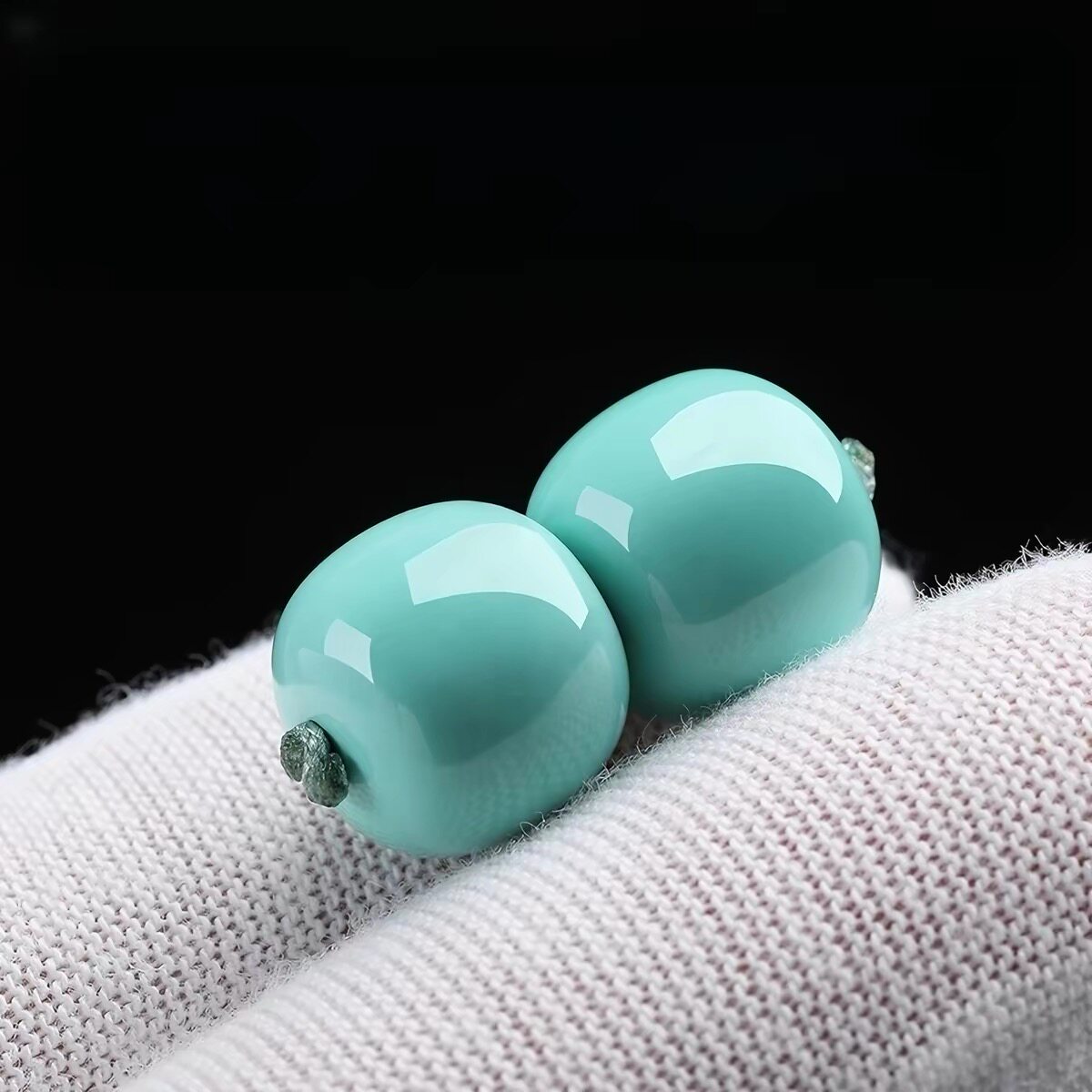 原矿保真高瓷绿松石单珠老型桶珠散珠顶隔珠佛珠金刚星月手串配饰