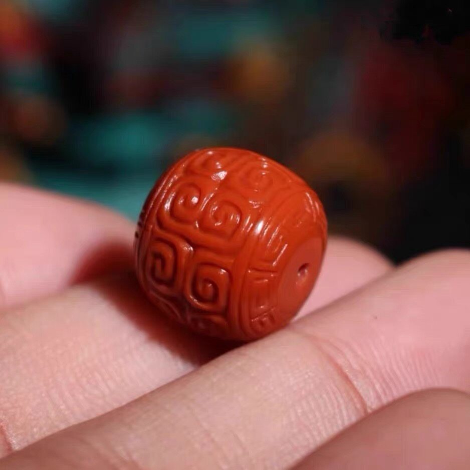 原矿满肉南红回纹珠散珠老型珠墩子顶珠单珠猴头星月文玩手串配饰