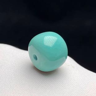 原矿保真高瓷绿松石单珠老型桶珠散珠顶隔珠佛珠金刚星月手串配饰