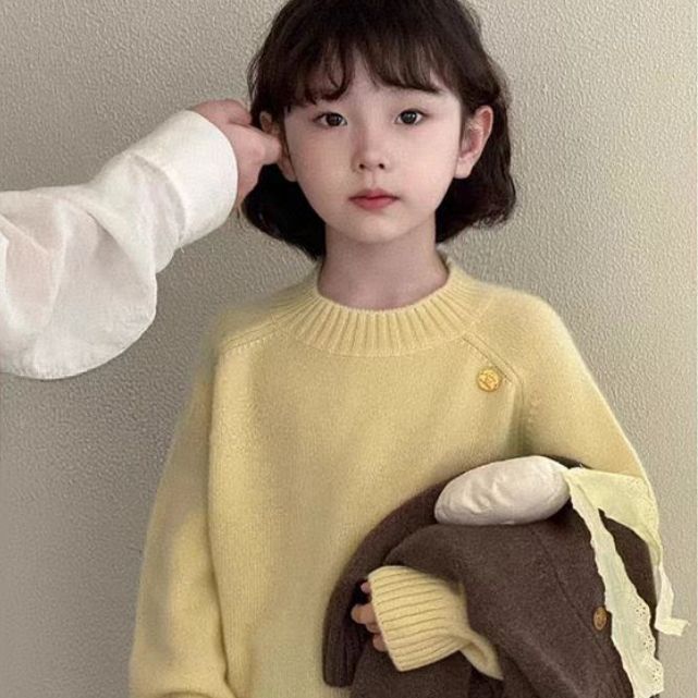 波拉团慵懒风毛衣秋冬季2025新款儿童小女孩软糯洋气针织衫上衣