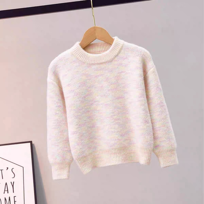 加厚水貂绒女童毛衣秋冬2025新款洋气针织衫女大童圆领套头打底衫