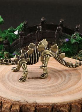 双棘剑龙古铜摆件铜雕恐龙化石玩具茶宠桌面摆设铜