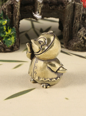 创意趣味帝企鹅宝宝黄铜摆件可爱雨衣小企鹅铜工艺品