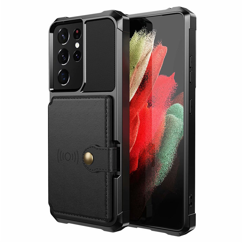 适用三星GalaxyS21Ultra手机壳可插卡放卡包零钱创意车载磁吸S21+保护套S26/S22公交门禁卡槽S23FE商务S24S25