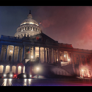 ue4场景美国国会建筑楼房素材高质量虚幻4城市白宫大楼3D模型