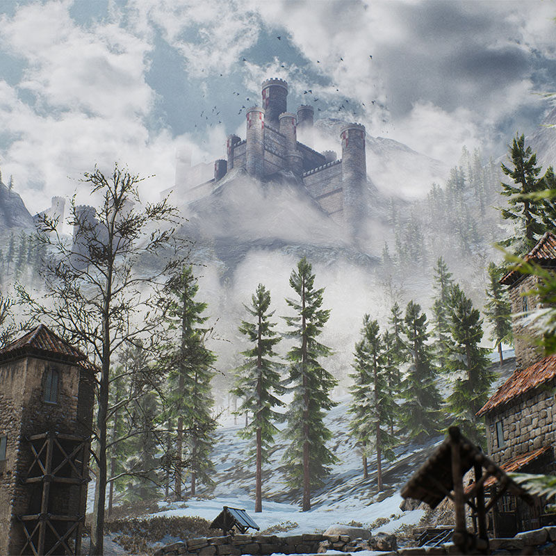 ue4场景古城堡欧洲房屋街道素材高质量虚幻4欧式城市街道3d模型