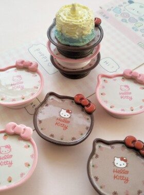 微缩仿真卡通kt食玩高脚盘子娃娃屋捏捏装饰摆件手工diy树脂配件