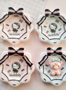 微缩仿真蝴蝶结kt食玩盘子娃娃屋捏捏装饰盘摆件手工diy树脂配件