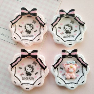 微缩仿真蝴蝶结kt食玩盘子娃娃屋捏捏装饰盘摆件手工diy树脂配件